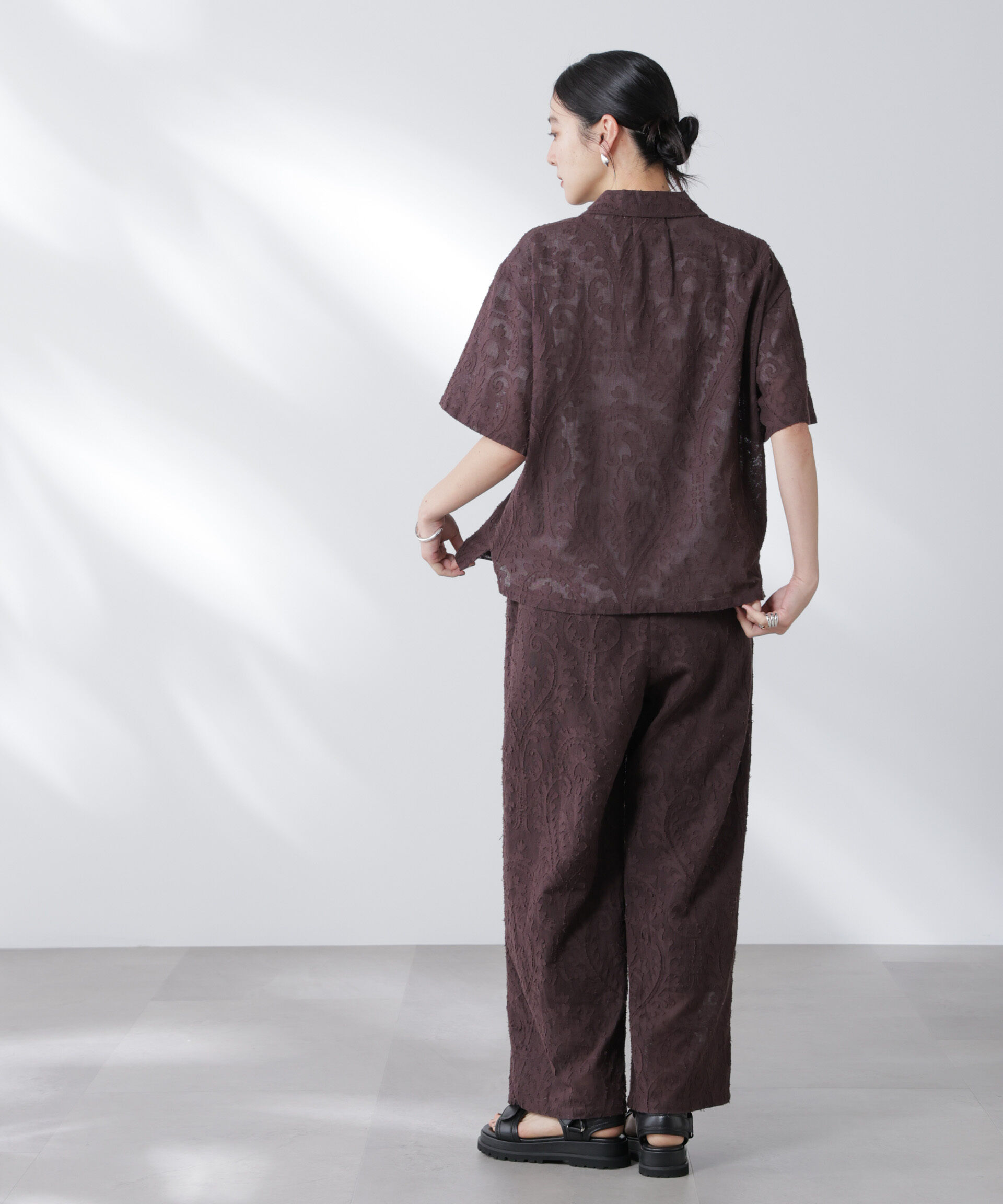 nano･universe「made in india カットワークジャカードシャツ(セットアップ可)」|シャツ・ブラウス|