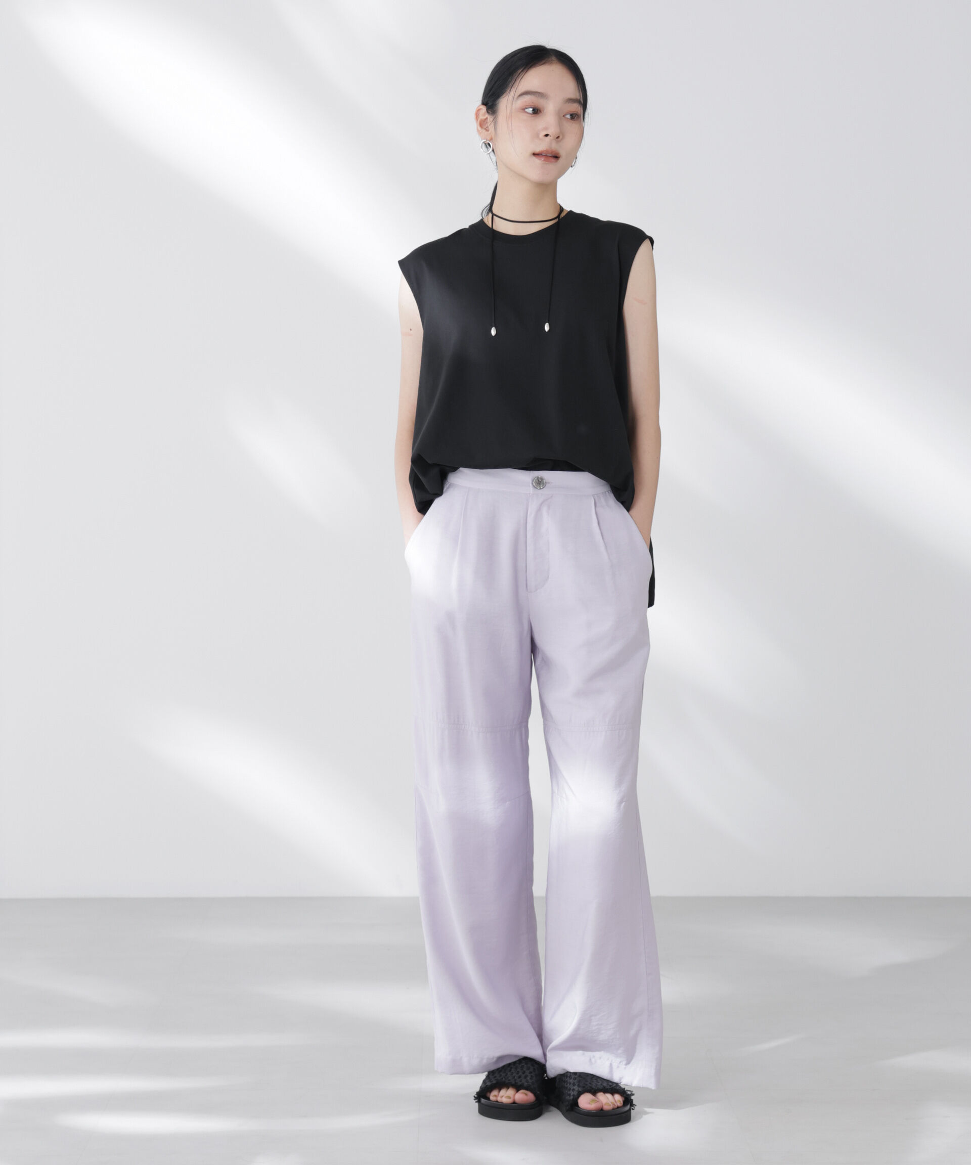 nano･universe「NANOFINE強撚コットンノースリーブトップス」|Tシャツ・カットソー|