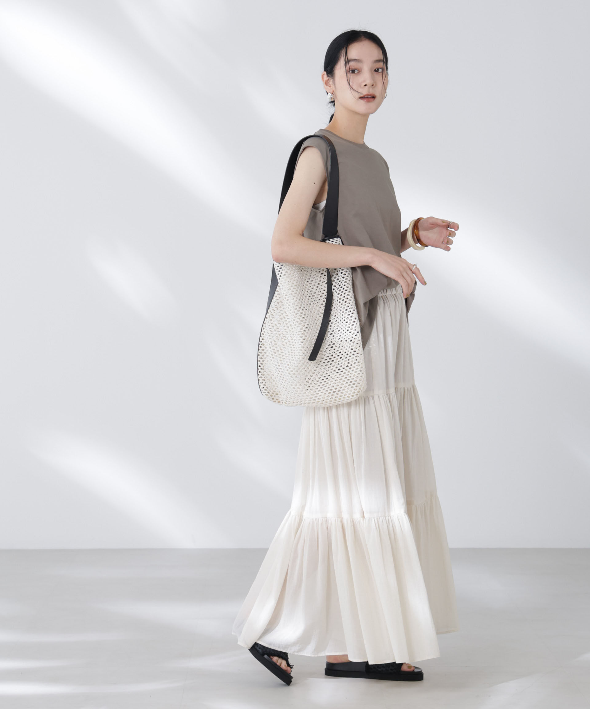 nano･universe「NANOFINE強撚コットンノースリーブトップス」|Tシャツ・カットソー|