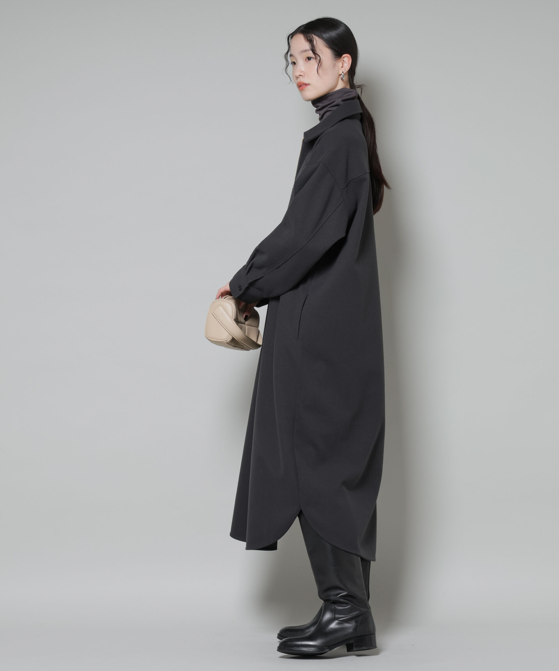 nano･universe「ソフトメルトンジャージーハーフジップワンピース」|ワンピース|