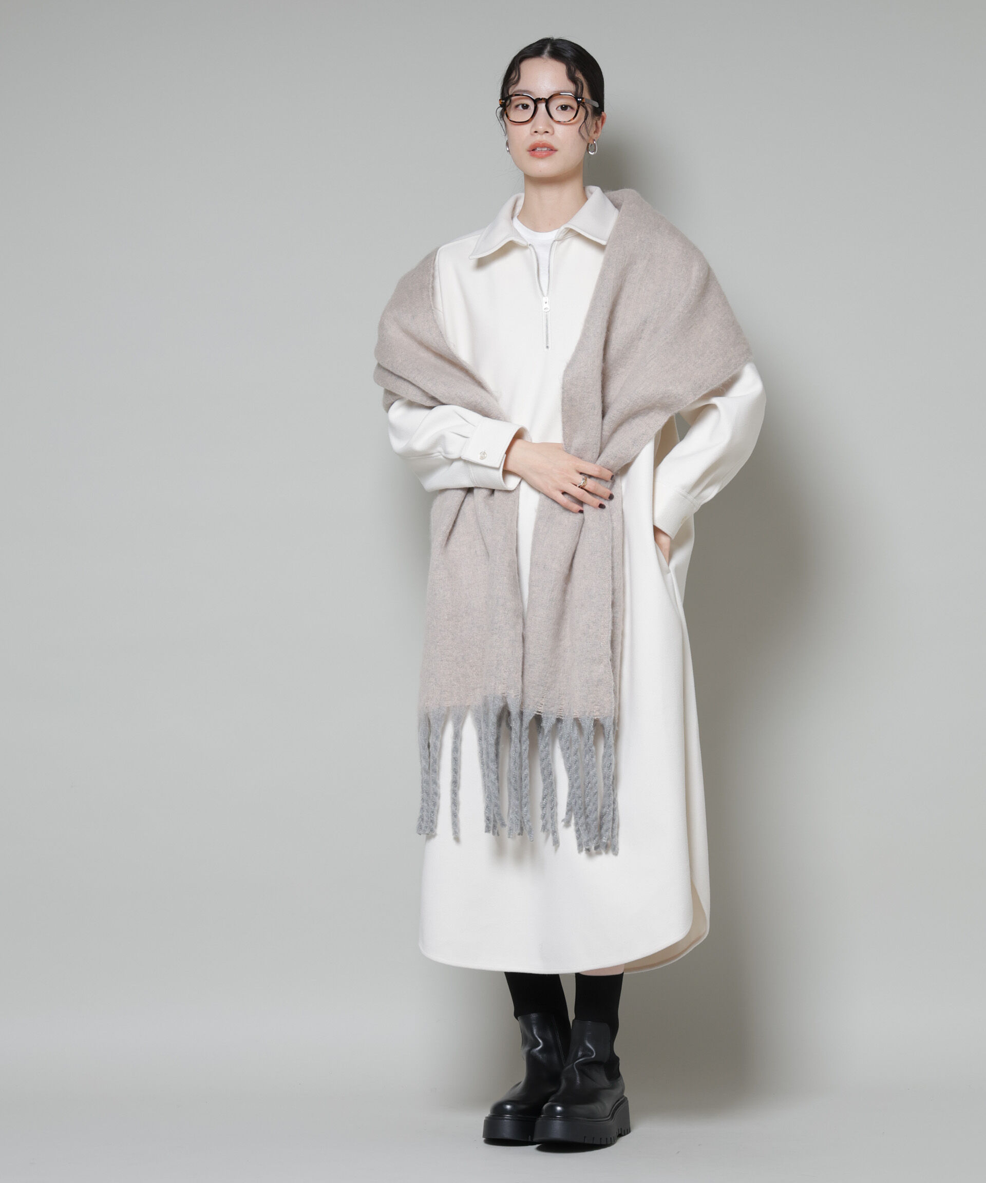 nano･universe「ソフトメルトンジャージーハーフジップワンピース」|ワンピース|