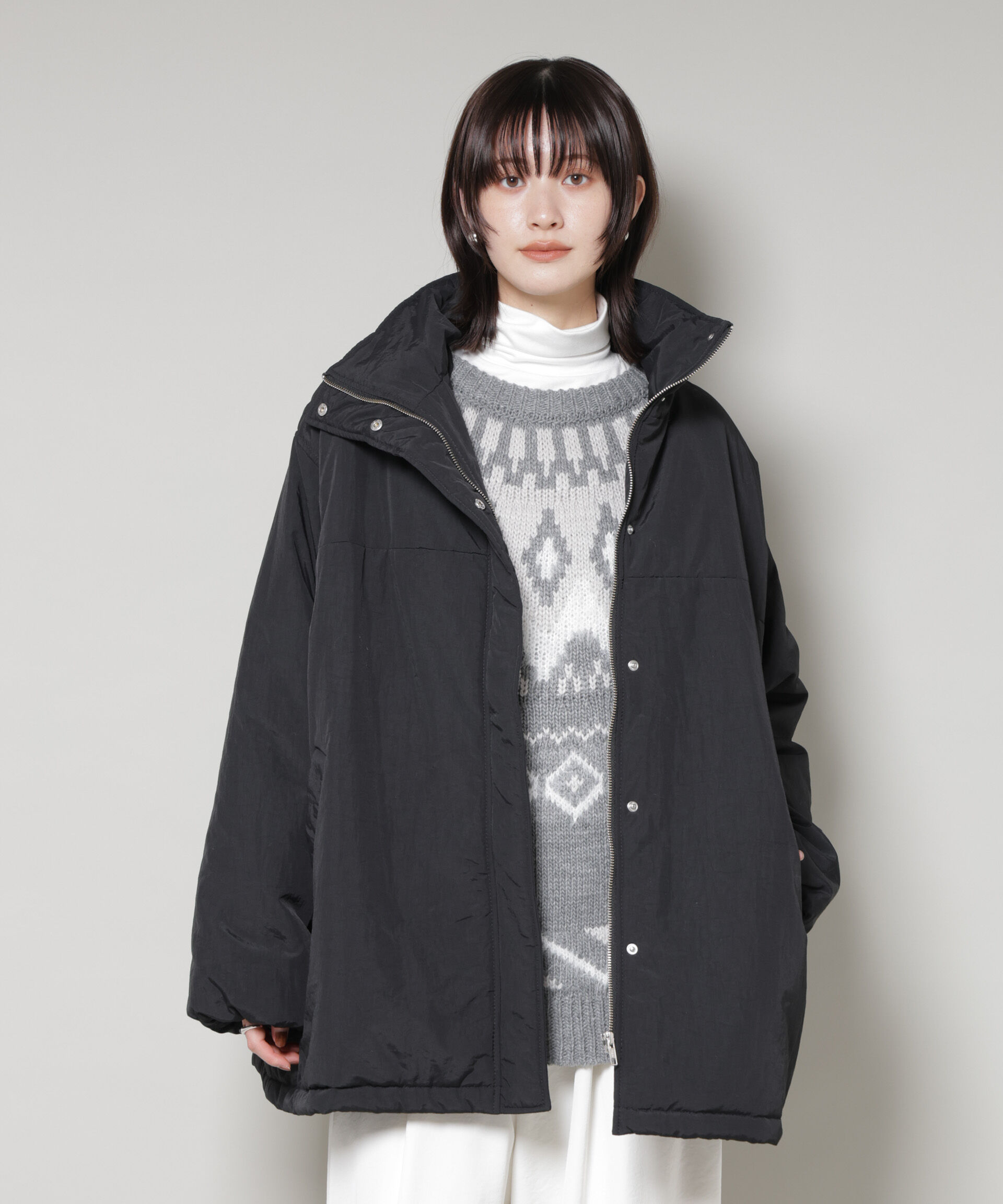 nano･universe「撥水加工 中綿スタンドオーバージップブルゾン」|ブルゾン・スタジャン|