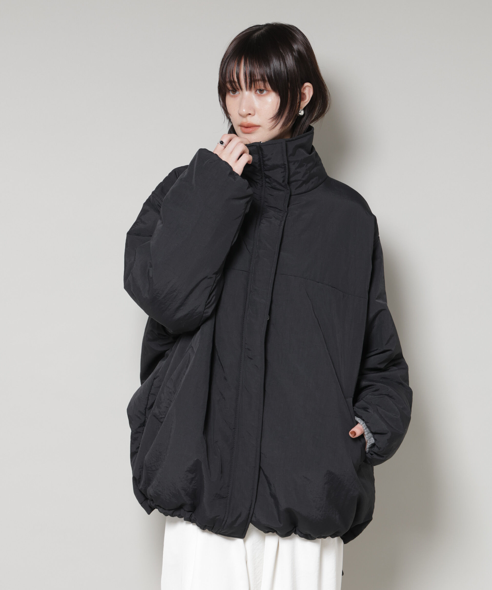 nano･universe「撥水加工 中綿スタンドオーバージップブルゾン」|ブルゾン・スタジャン|