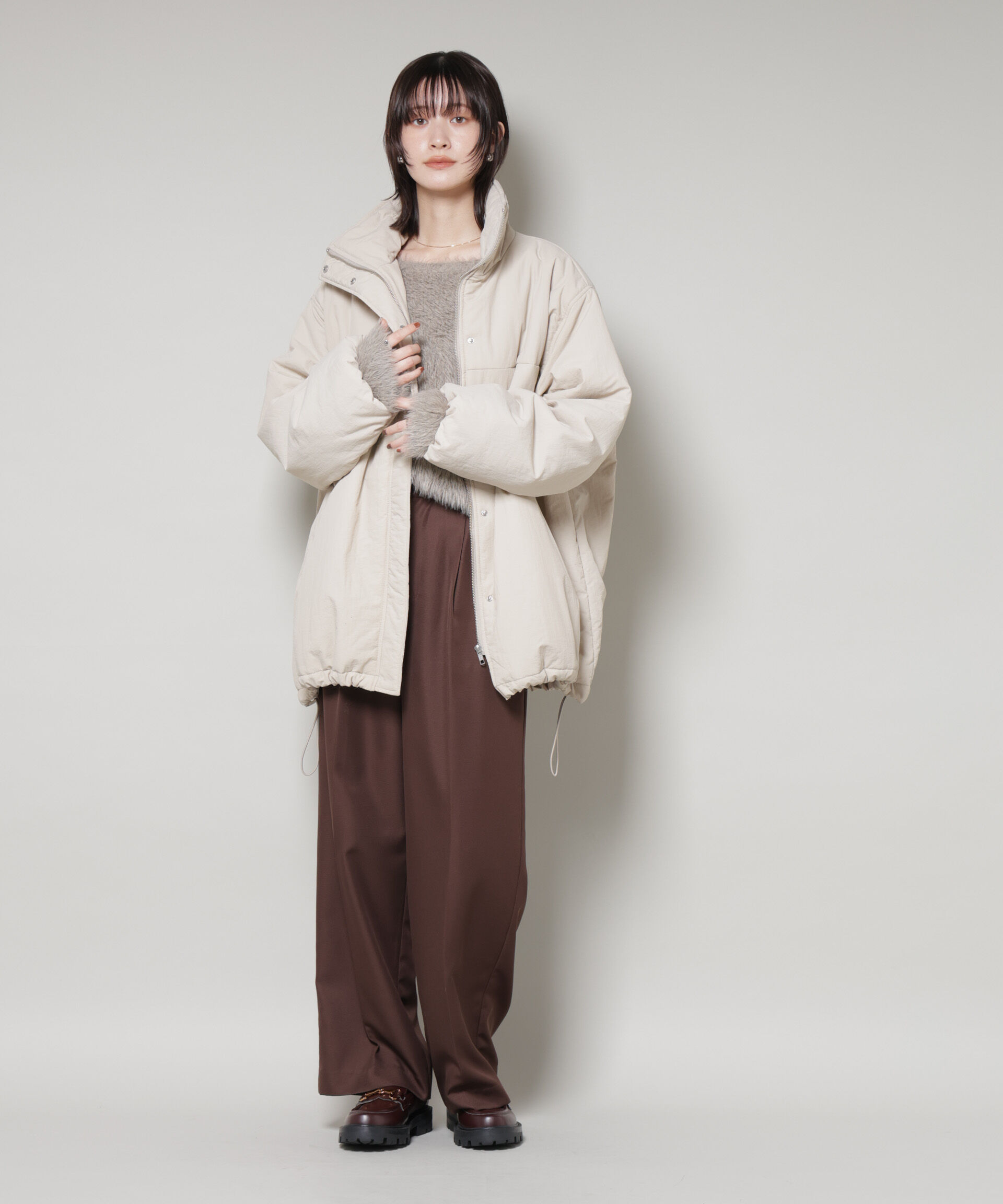 nano･universe「撥水加工 中綿スタンドオーバージップブルゾン」|ブルゾン・スタジャン|