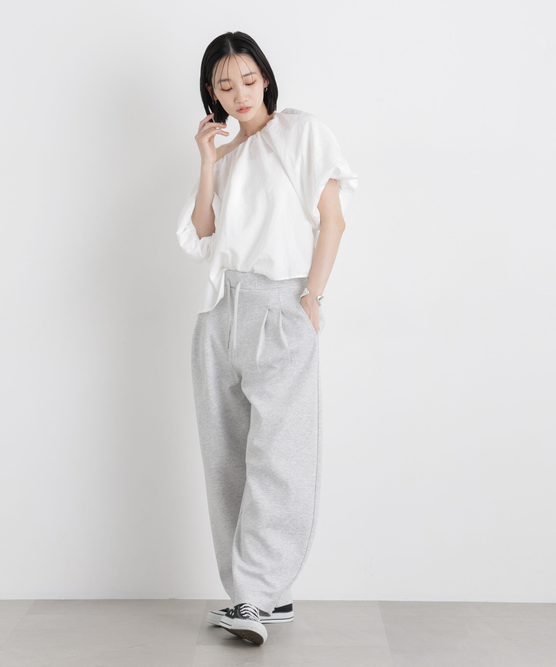 nano･universe「ﾀﾝﾌﾞﾗｰﾌﾞｯﾁｬｰ前後2wayﾎﾞﾘｭｰﾑｽﾘｰﾌﾞﾌﾞﾗｳｽ(ｾ  」|シャツ・ブラウス|