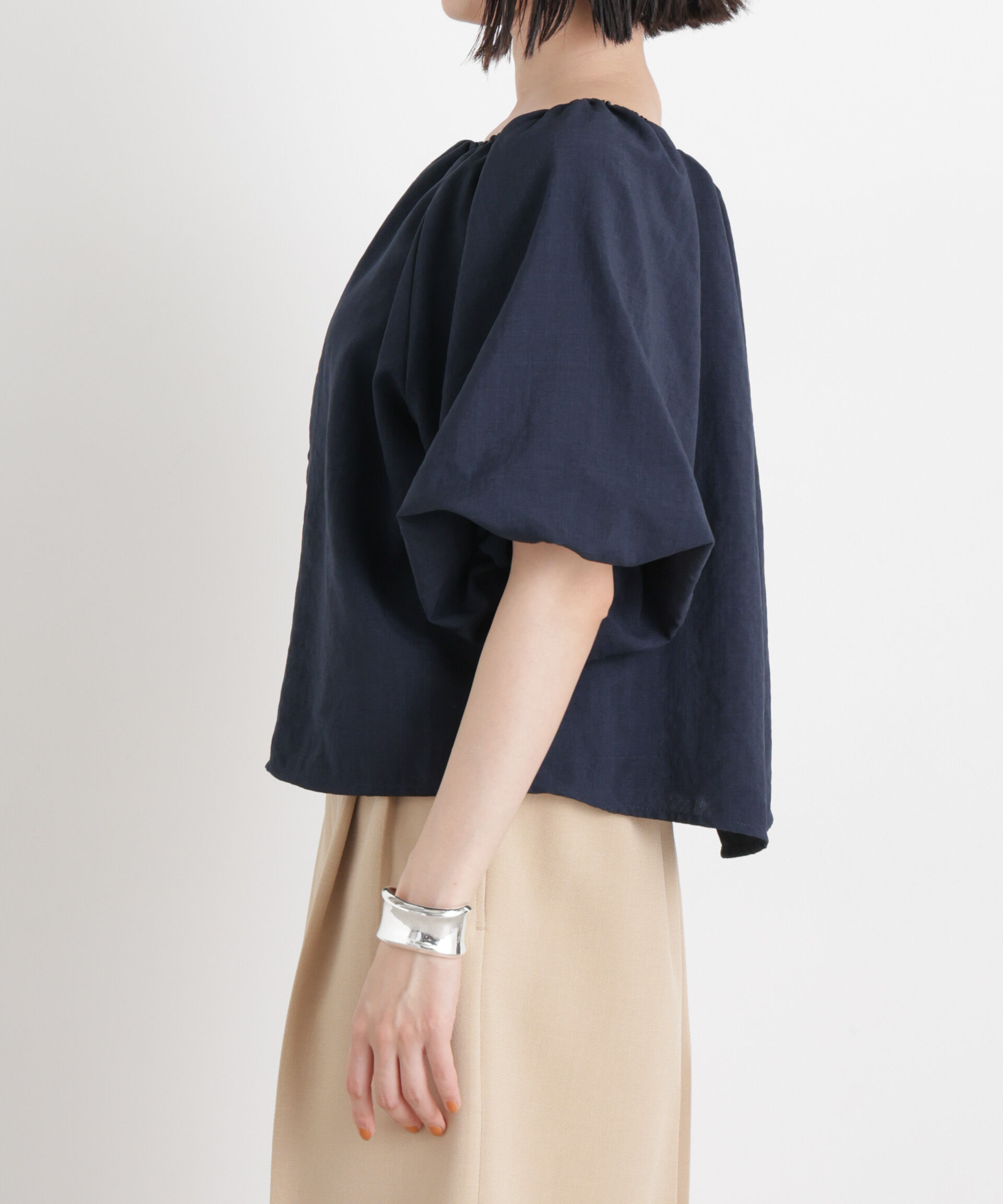 nano･universe「ﾀﾝﾌﾞﾗｰﾌﾞｯﾁｬｰ前後2wayﾎﾞﾘｭｰﾑｽﾘｰﾌﾞﾌﾞﾗｳｽ(ｾ  」|シャツ・ブラウス|