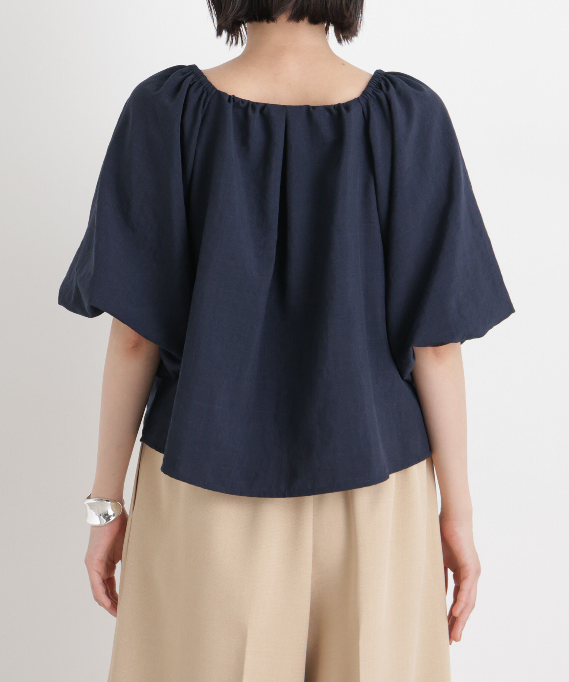 nano･universe「ﾀﾝﾌﾞﾗｰﾌﾞｯﾁｬｰ前後2wayﾎﾞﾘｭｰﾑｽﾘｰﾌﾞﾌﾞﾗｳｽ(ｾ  」|シャツ・ブラウス|