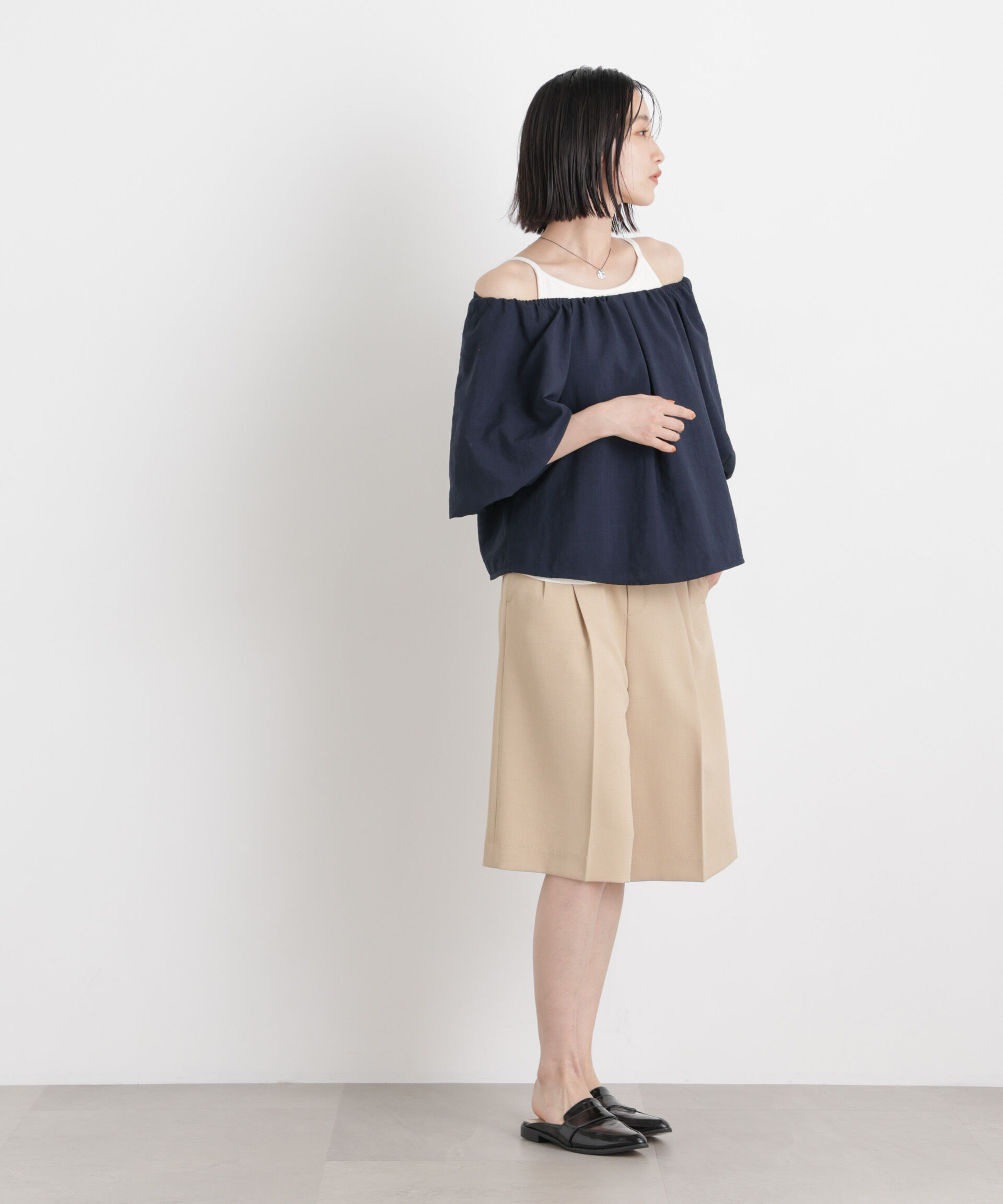 nano･universe「ﾀﾝﾌﾞﾗｰﾌﾞｯﾁｬｰ前後2wayﾎﾞﾘｭｰﾑｽﾘｰﾌﾞﾌﾞﾗｳｽ(ｾ  」|シャツ・ブラウス|