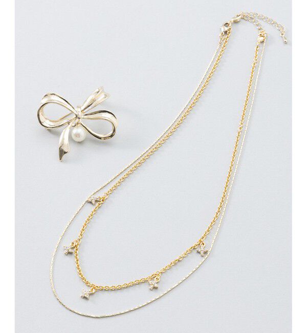 組曲「フラワービジューチェーンネックレス」|ネックレス|ゴールド系