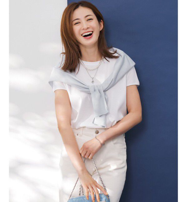 23区「【汗じみ防止/速乾性】フレンチスリーブ  IT Tシャツ」|Tシャツ・カットソー|ホワイト系