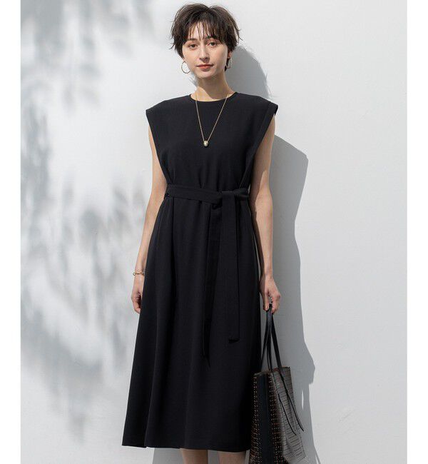 23区「【吸水速乾/UVカット/接触冷感/洗える】ストレッチジョーゼット ワンピース」|ワンピース|ブラック系