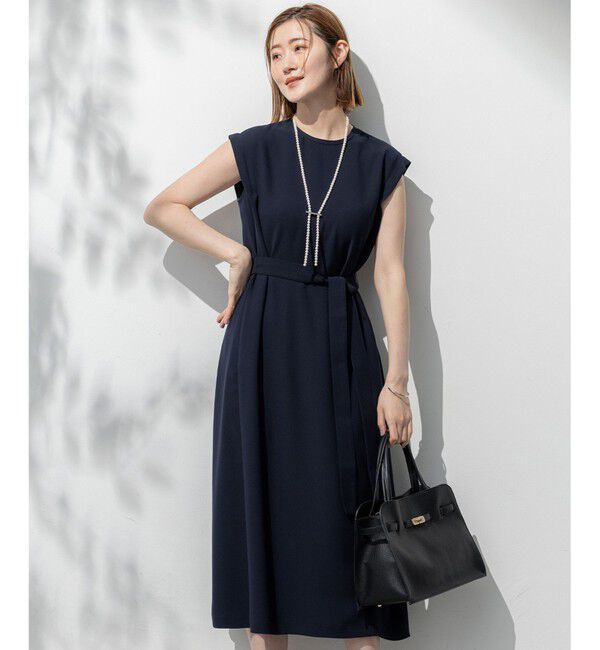 23区「【吸水速乾/UVカット/接触冷感/洗える】ストレッチジョーゼット ワンピース」|ワンピース|ネイビー系