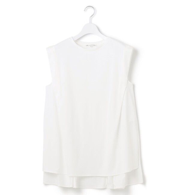 23区「【洗える】コンパクトヤーン フレアデザイン ノースリーブ カットソー」|Tシャツ・カットソー|ホワイト系