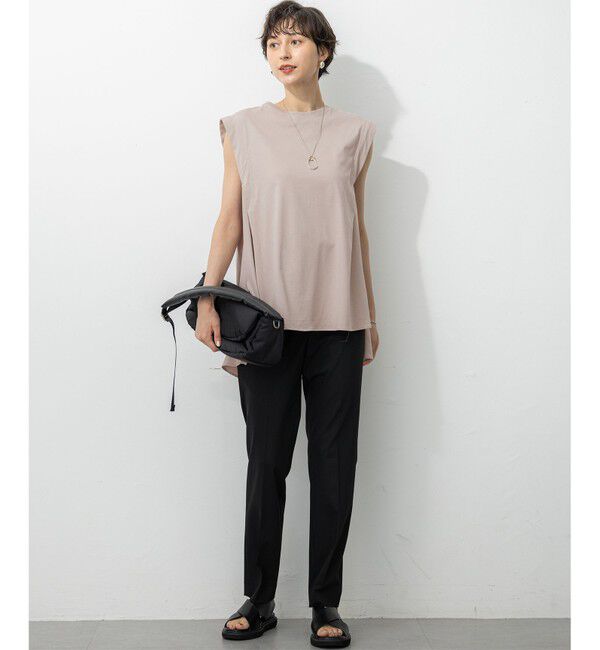 23区「【洗える】コンパクトヤーン フレアデザイン ノースリーブ カットソー」|Tシャツ・カットソー|