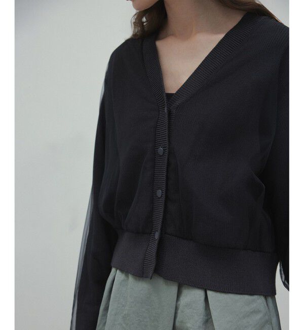 BEIGE,「【洗える・GISELe 4月号掲載】MYRTLE / チュールレイヤードカーディガン」|カーディガン|