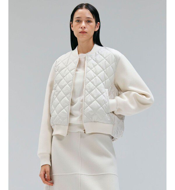 BEIGE,「【GISELe 10月号掲載】DOVER / 異素材ウールキルティングブルゾン」|ブルゾン・スタジャン|Ecru &times; Ecru