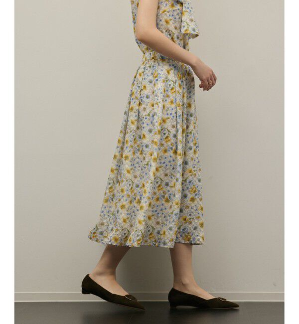 GRACE CONTINENTAL「シアーフラワープリントジャガードフレアスカート」|スカート|