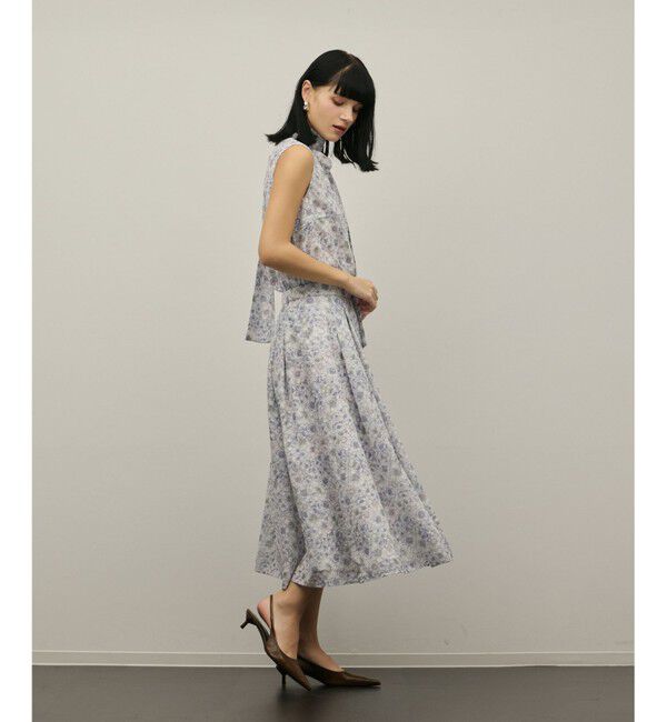 GRACE CONTINENTAL「シアーフラワープリントジャガードフレアスカート」|スカート|