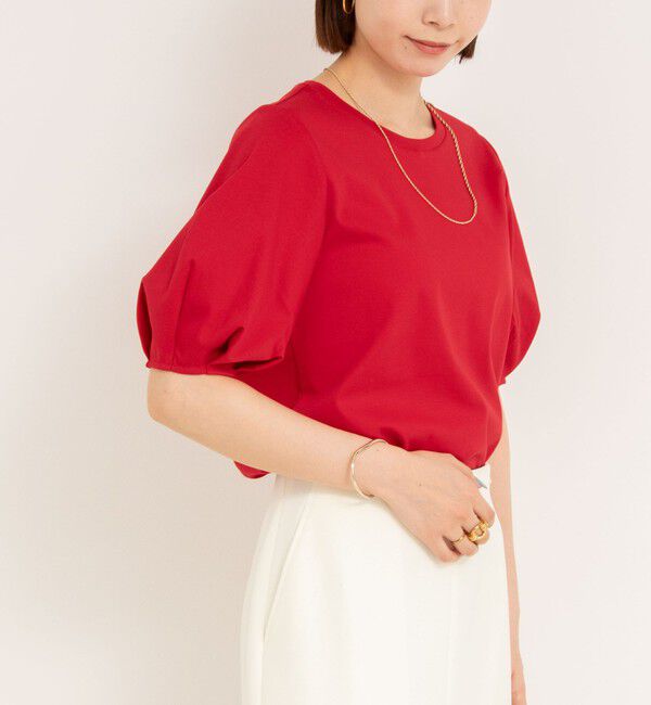 NOLLEY'S「高機能 LA＋スムース5分袖プルオーバーカットソー」|Tシャツ・カットソー|レッド