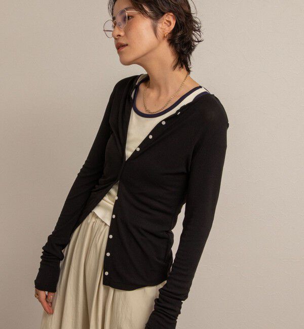 NOLLEY'S「【MAQWEL/マクウェル】リブクルーネックカーディガン」|カーディガン|