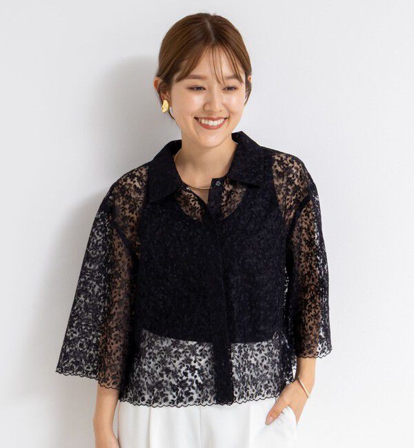 NOLLEY'S「Brocheレースショートシャツ」|シャツ・ブラウス|