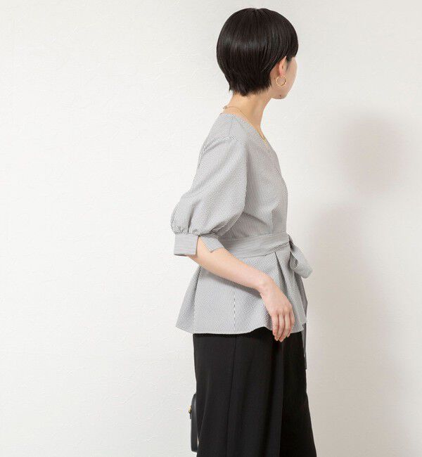 NOLLEY'S sophi「ウォッシャブルサッカーベルト付ペプラムブラウス」|シャツ・ブラウス|