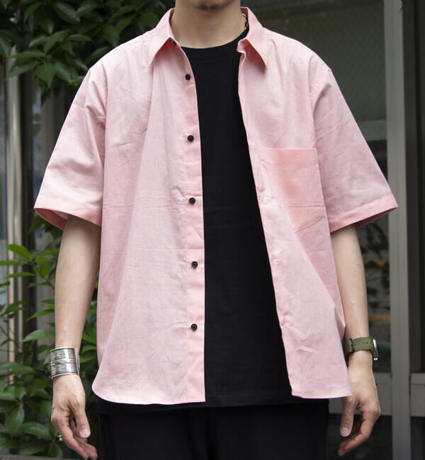 GLOSTER「【GLOSTER/グロスター】コットンリネン 半袖シャツ レギュラーカラー 綿麻」|シャツ・ブラウス|