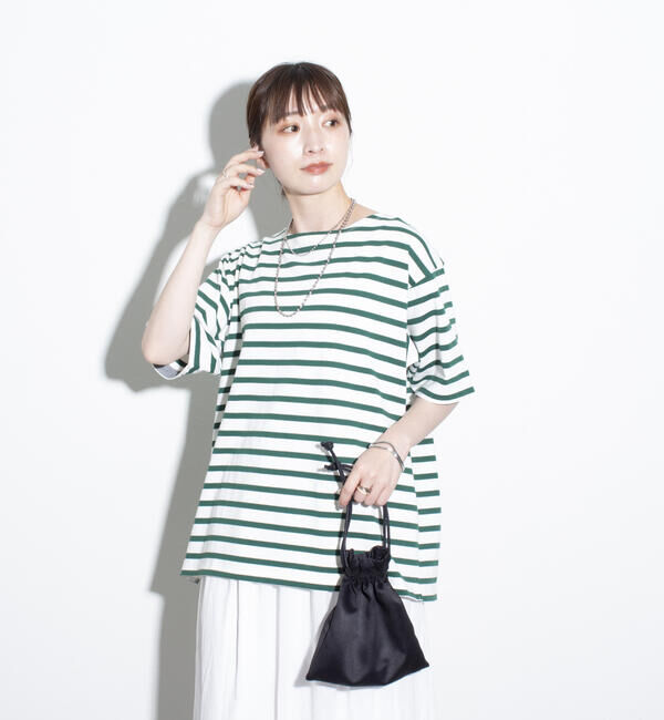 GLOSTER「【GLOSTER/グロスター】バスクシャツ ボーダーTシャツ ショートスリーブ」|Tシャツ・カットソー|グリーン系その他