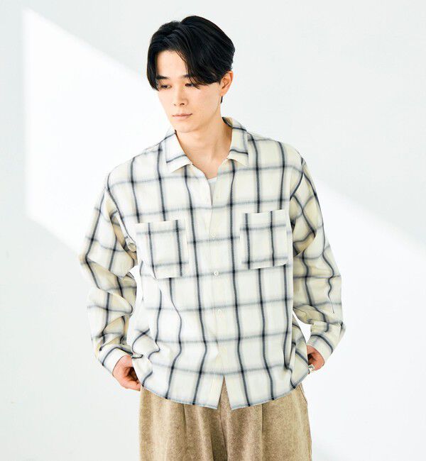 GLOSTER「【奥行きのある色合い】オンブレチェック ロングスリーブシャツ」|シャツ・ブラウス|