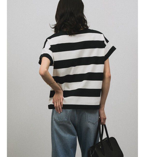 SALON adam et rope'「【WEB限定】フレンチスリーブポンチTシャツ［太ボーダー/無地］」|Tシャツ・カットソー|