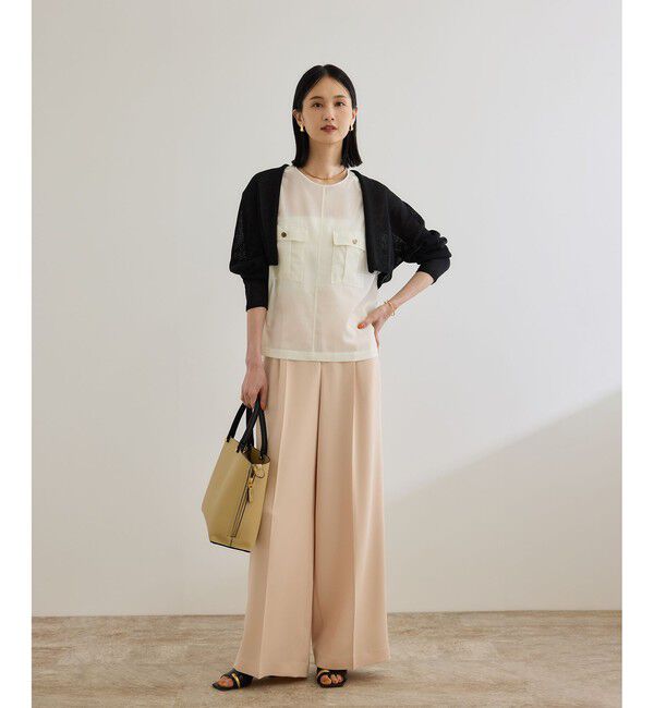 ROPE「[美人パンツ]ダブルクロスワイドパンツ/イージーケア」|チノ|