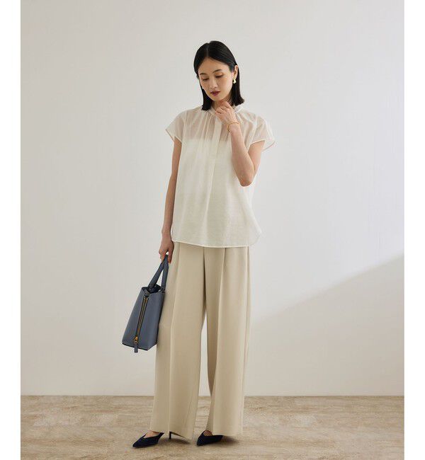 ROPE「[美人パンツ]ダブルクロスワイドパンツ/イージーケア」|チノ|