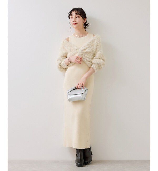 VIS「ねじりショートトップス付きロングニットワンピース/イージーケア」|ワンピース|