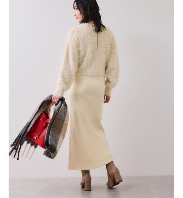 VIS「ねじりショートトップス付きロングニットワンピース/イージーケア」|ワンピース|