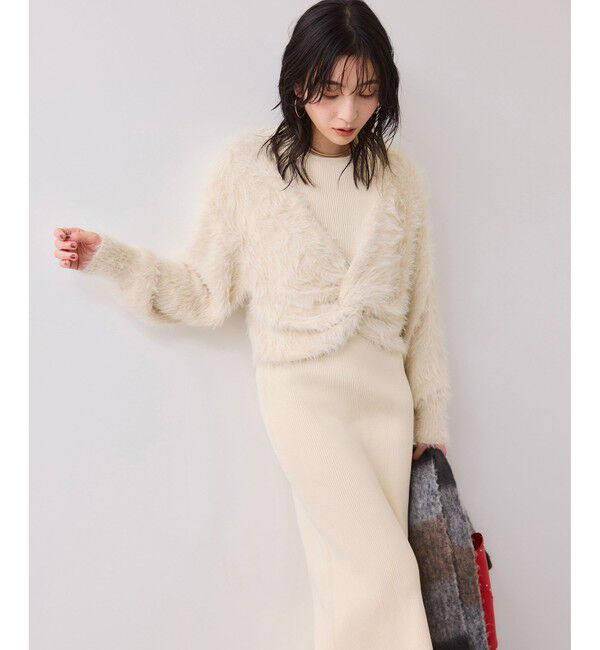 VIS「ねじりショートトップス付きロングニットワンピース/イージーケア」|ワンピース|