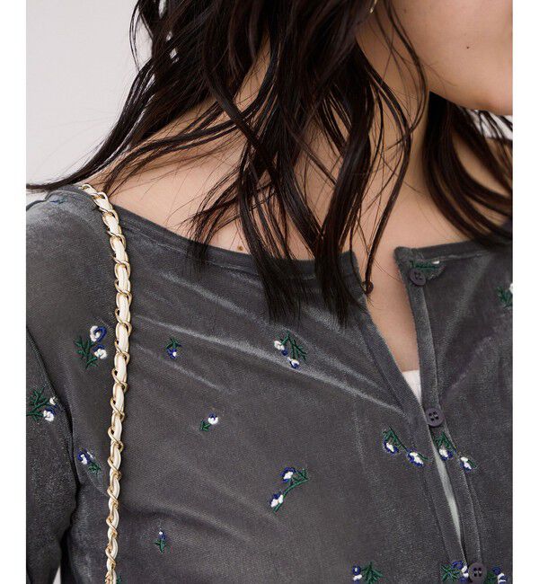 VIS「フロッキーチュール刺しゅうカーディガン/2WAY」|カーディガン|