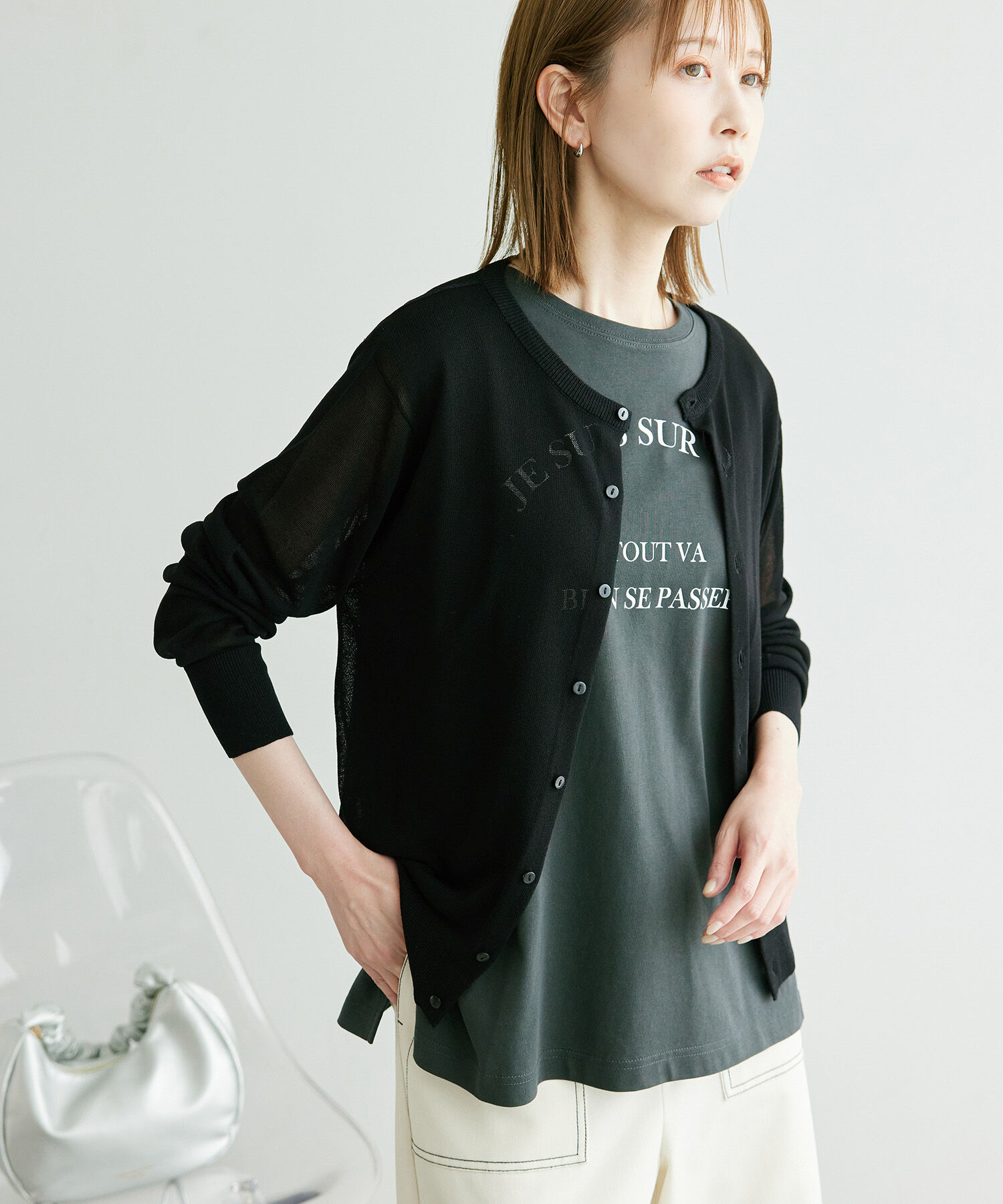 Rope&rsquo;Picnic「シアークルーカーディガン/UVケア・冷感・洗濯機OK」|カーディガン|