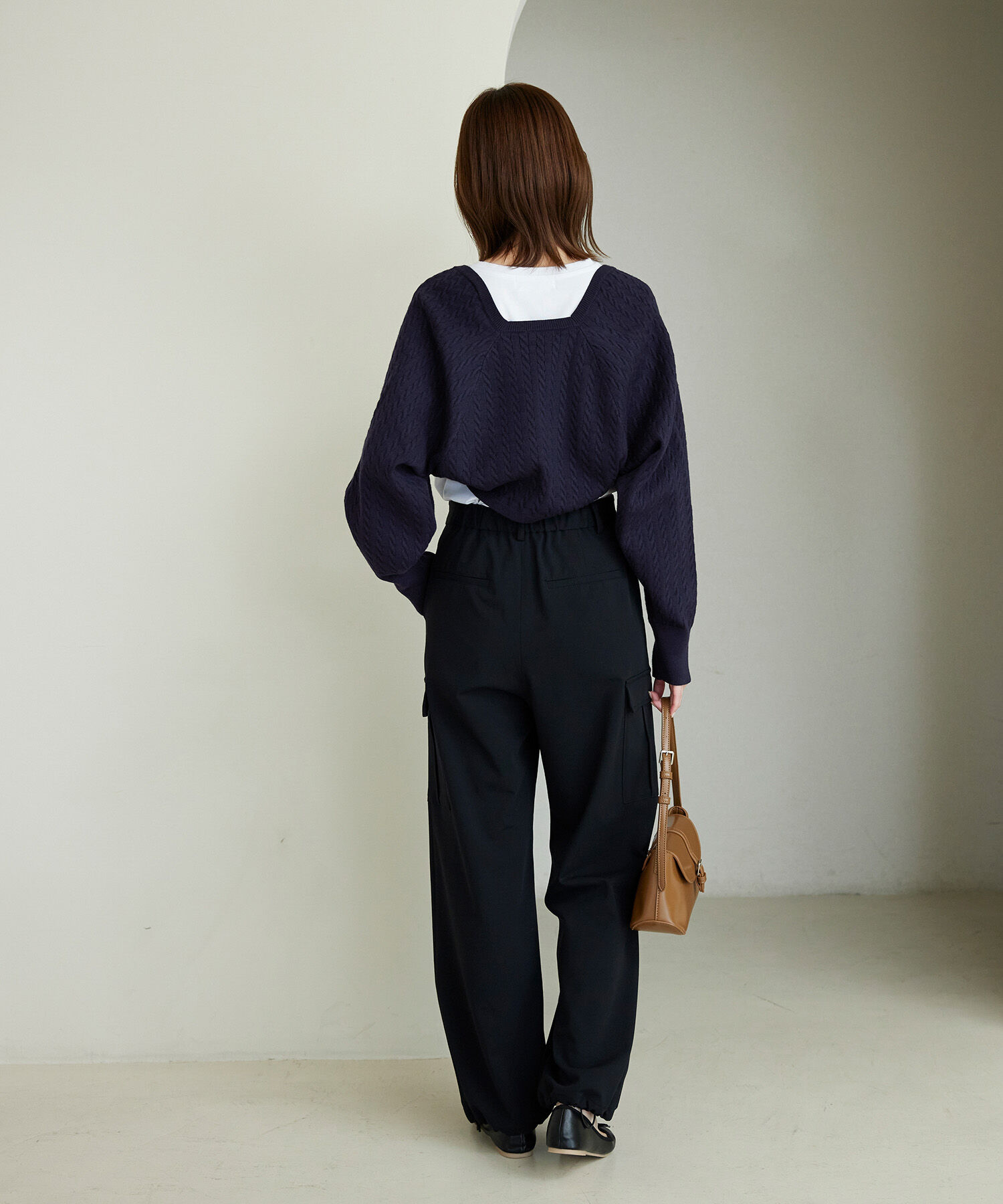 ROPE PICNIC PASSAGE「ケーブル編みニットアームボレロ」|カーディガン|