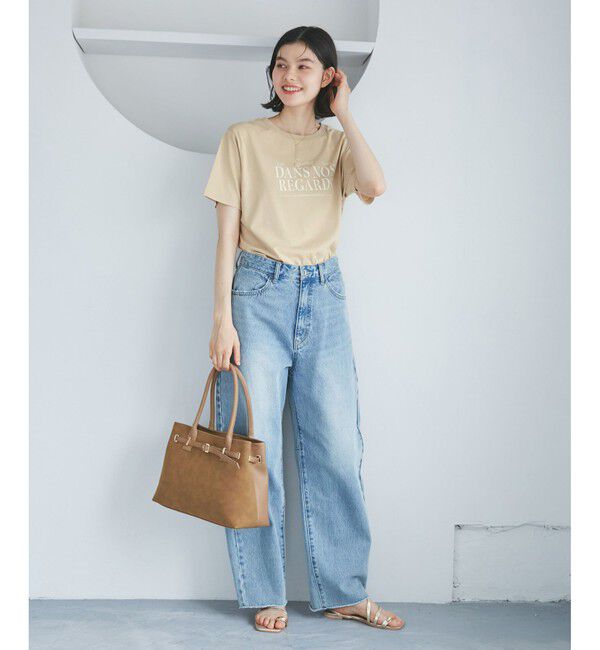 Rope&rsquo;Picnic「【UVカット・接触冷感・汗染み加工】フレンチロゴプリントTシャツ」|Tシャツ・カットソー|