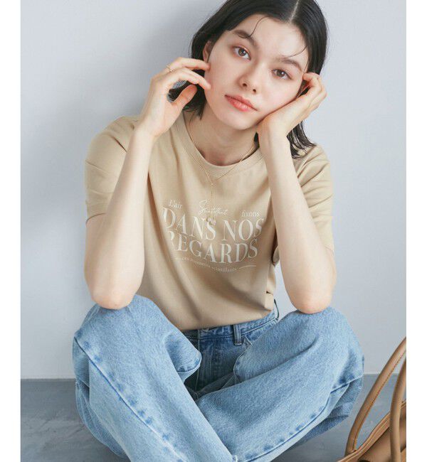 Rope&rsquo;Picnic「【UVカット・接触冷感・汗染み加工】フレンチロゴプリントTシャツ」|Tシャツ・カットソー|