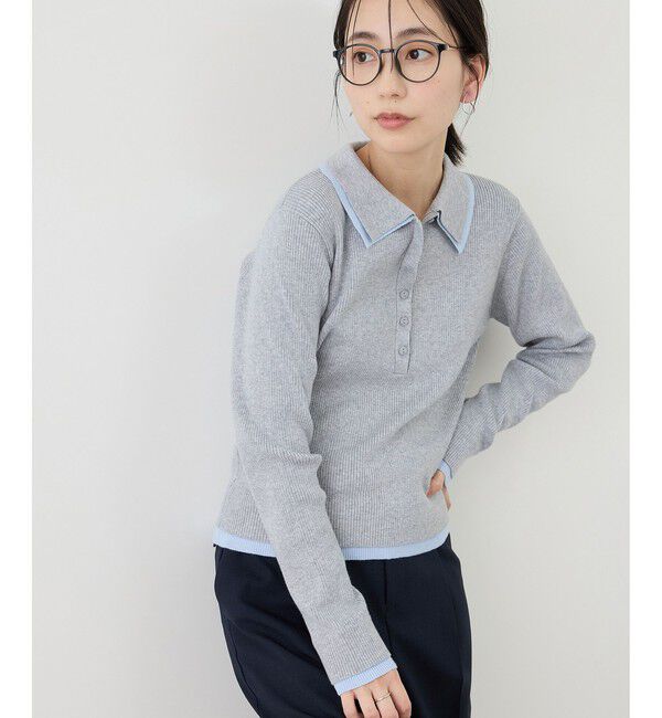 Rope&rsquo;Picnic「レイヤード風リブポロニット」|ニット・セーター|