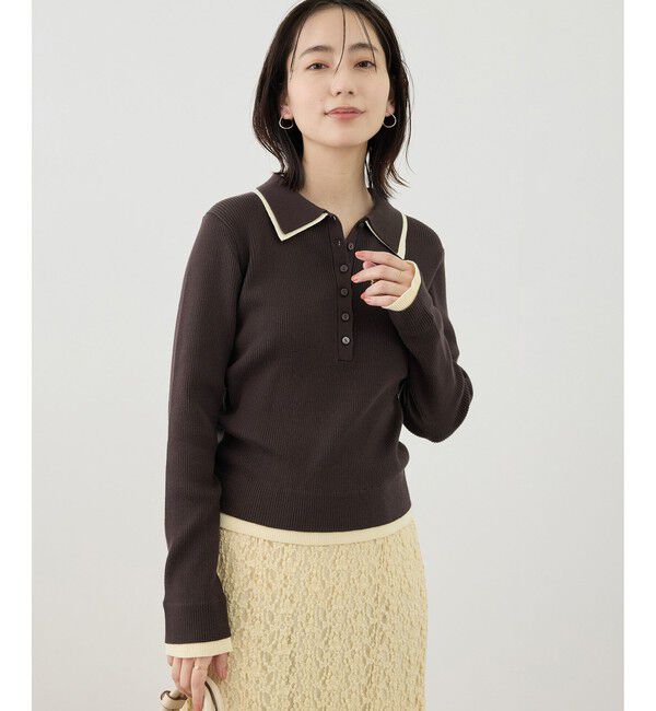 Rope&rsquo;Picnic「レイヤード風リブポロニット」|ニット・セーター|