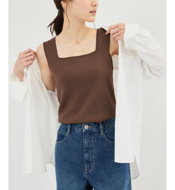 Rope&rsquo;Picnic「スクエアネックニットタンクトップ」|タンクトップ|ブラウン(20)