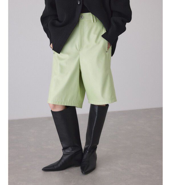ADAM ET ROPE'「グロスコクーンハーフパンツ」|チノ|ライトグリン(33)