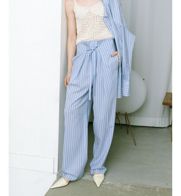 ADAM ET ROPE'「【EMOELLE】サマーウールイージースラックス」|スラックス|ブルー系(45)