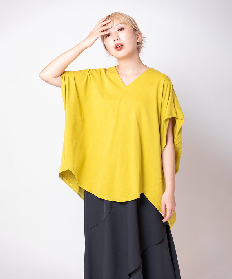  「Vネックサイドドレーププルオーバー」|Tシャツ・カットソー|