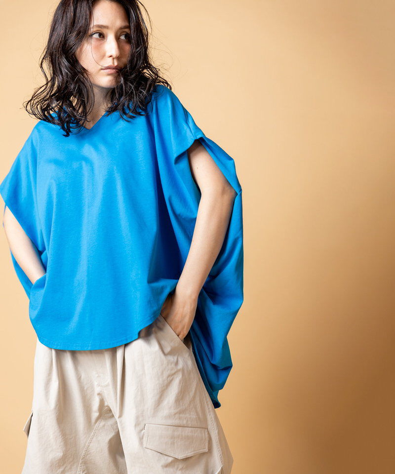  「Vネックサイドドレーププルオーバー」|Tシャツ・カットソー|