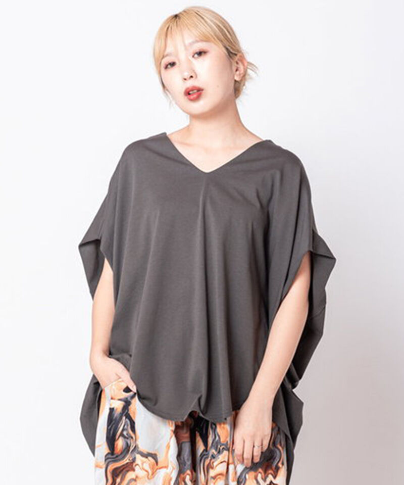  「Vネックサイドドレーププルオーバー」|Tシャツ・カットソー|CHARCOAL