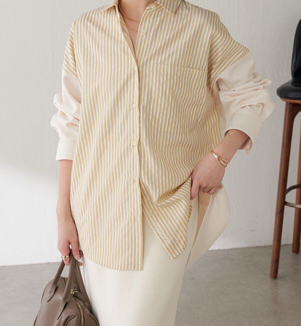  「【冬から着れる】ポンチドッキングシャツ」|シャツ・ブラウス|