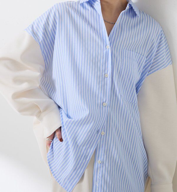  「【冬から着れる】ポンチドッキングシャツ」|シャツ・ブラウス|